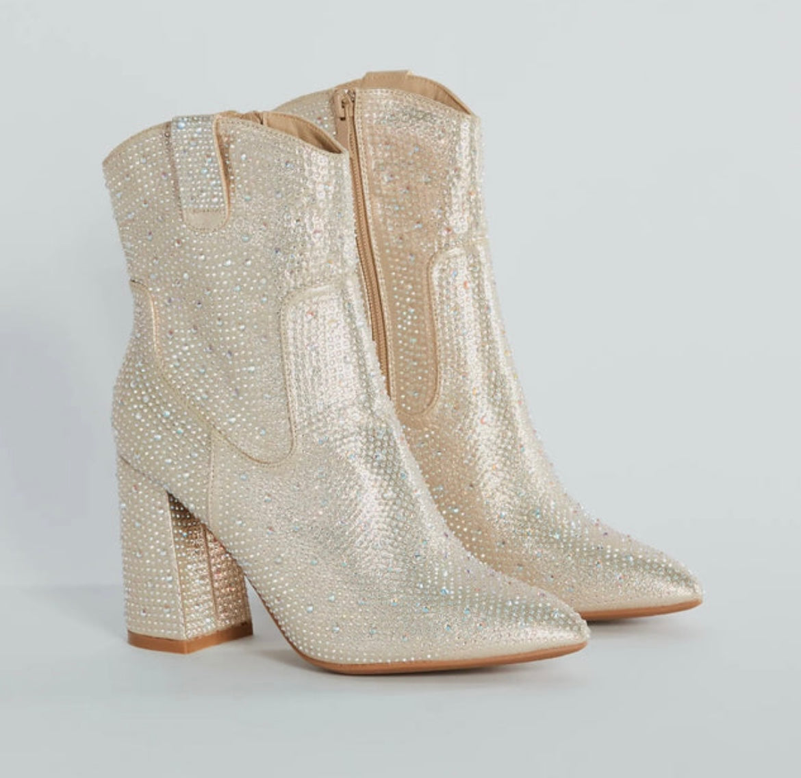Rhinestone Cowboy Boots - Gold