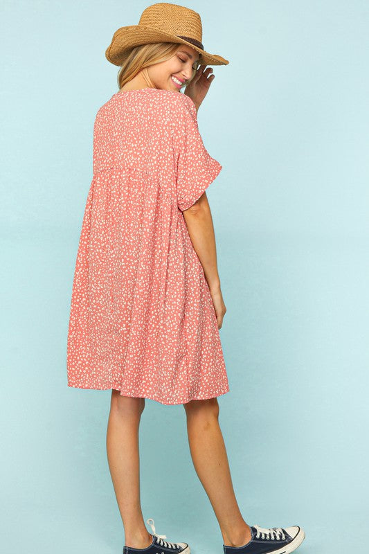 Holly Animal Print Dress - Mauve Pink