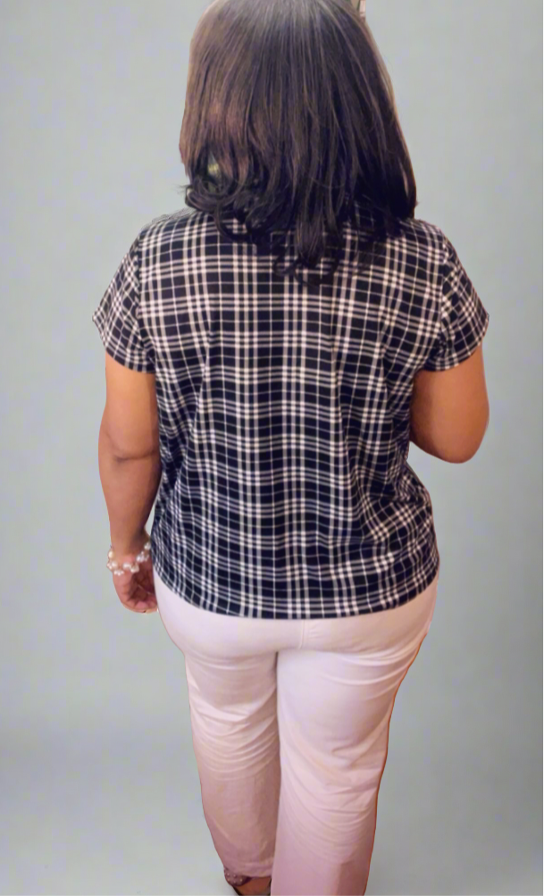 Buffalo Plaid Top- Black/White