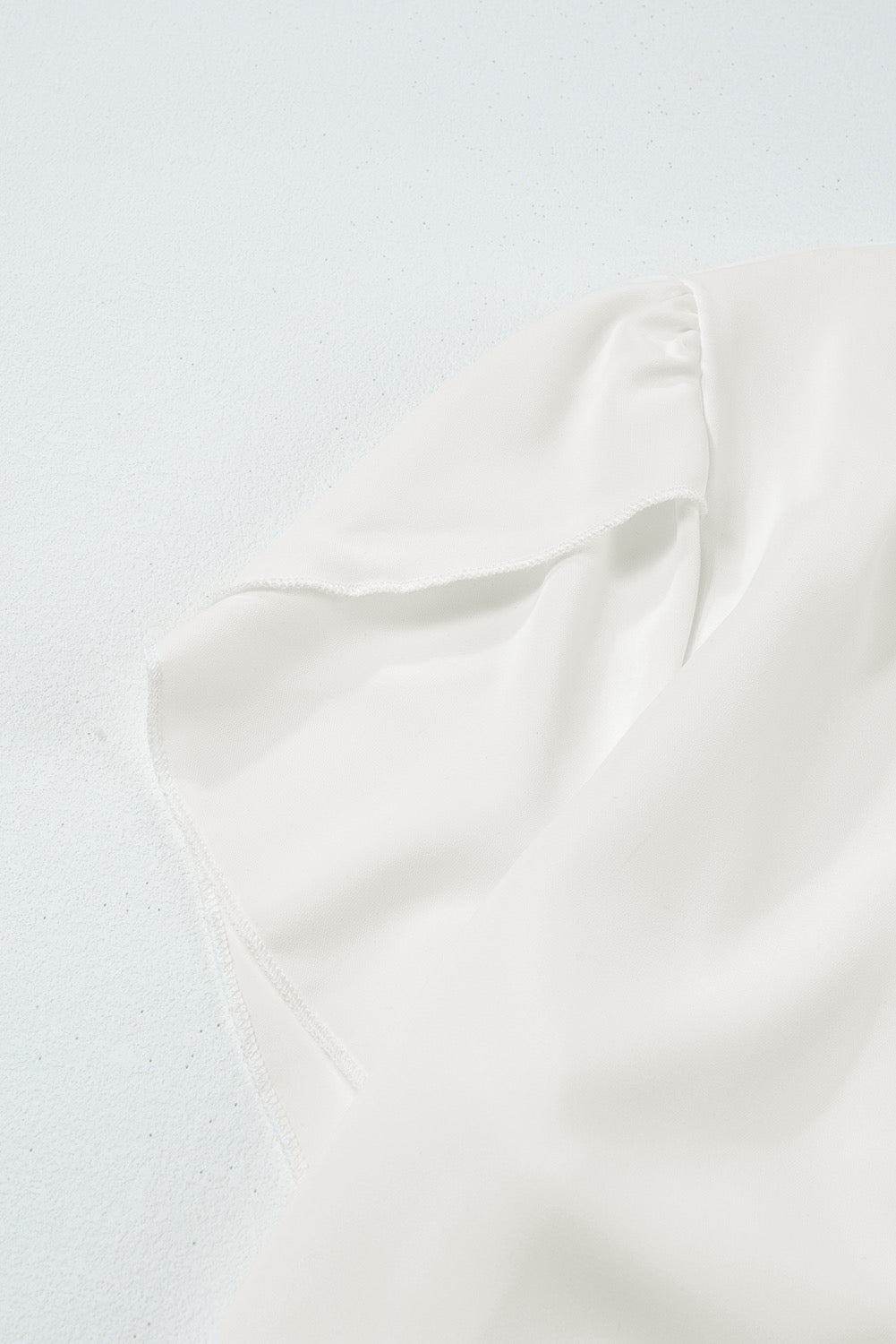 Silky Notched Petal Sleeve Blouse-White