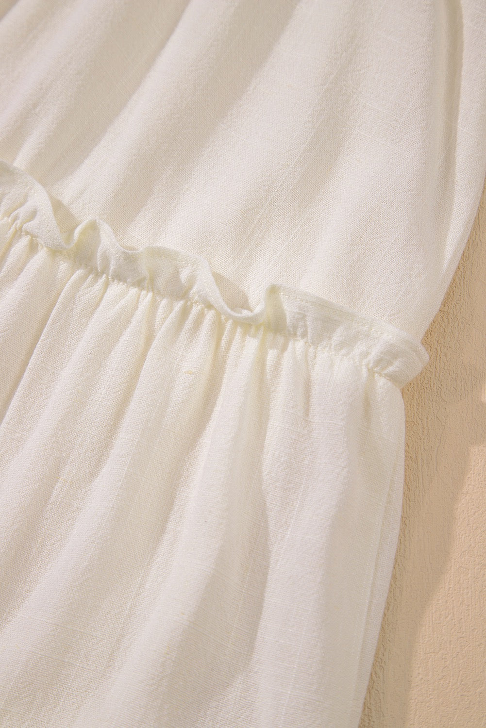 Ruffle Shoulder Tie Dress- Oatmeal