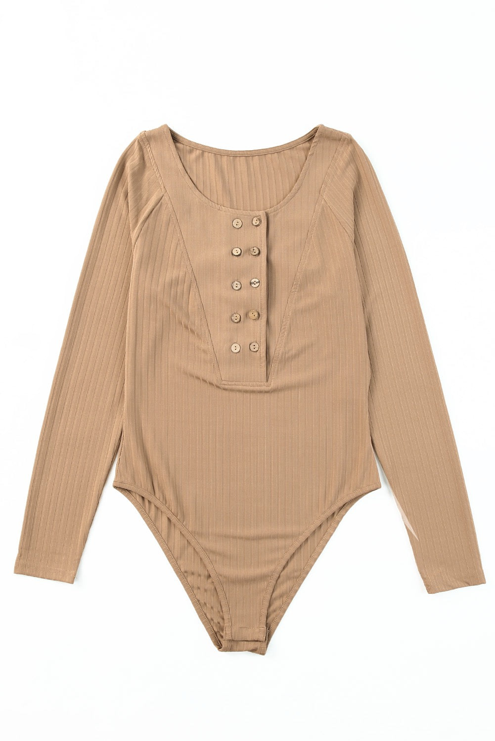 Double Breasted Ribbed Bodysuit - Khaki