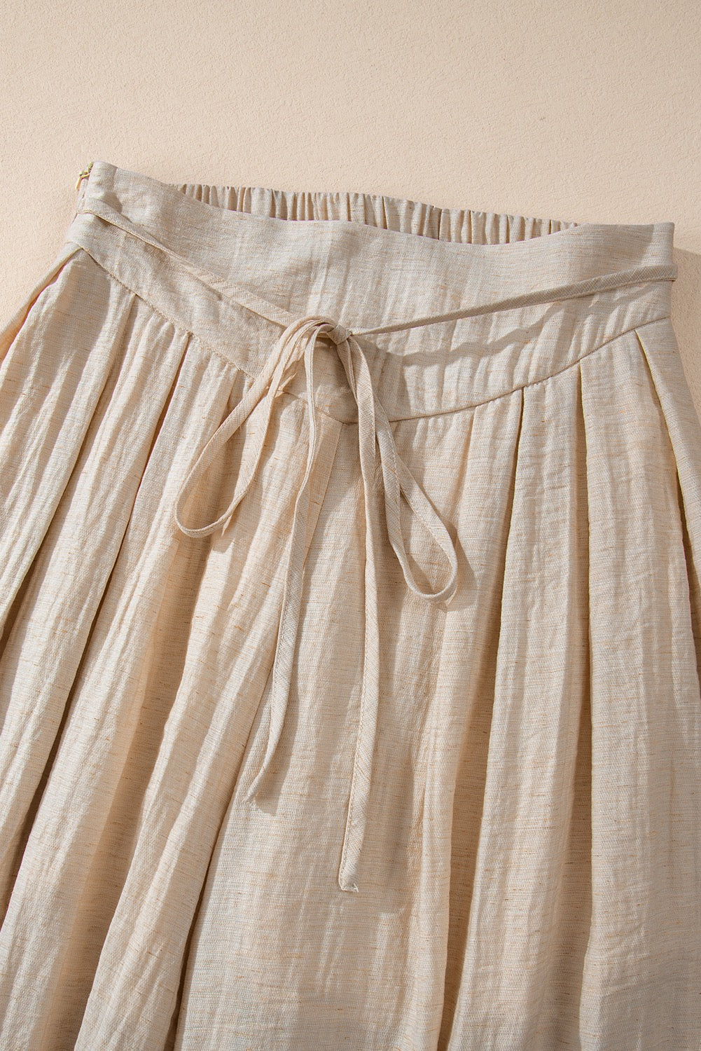 Front Tie Wide Legs Pants- Beige