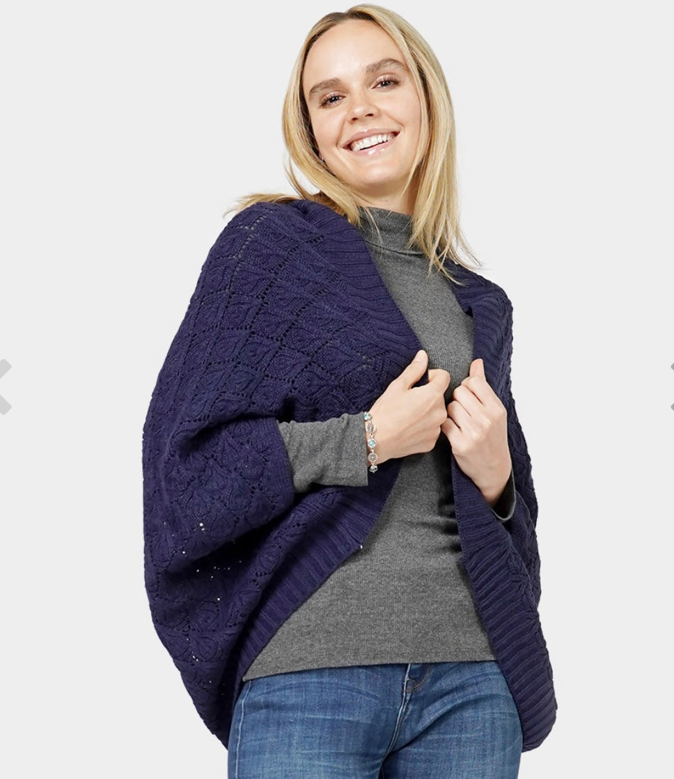 Cozy Chic Open Knit Batwing Cardigan Shrug