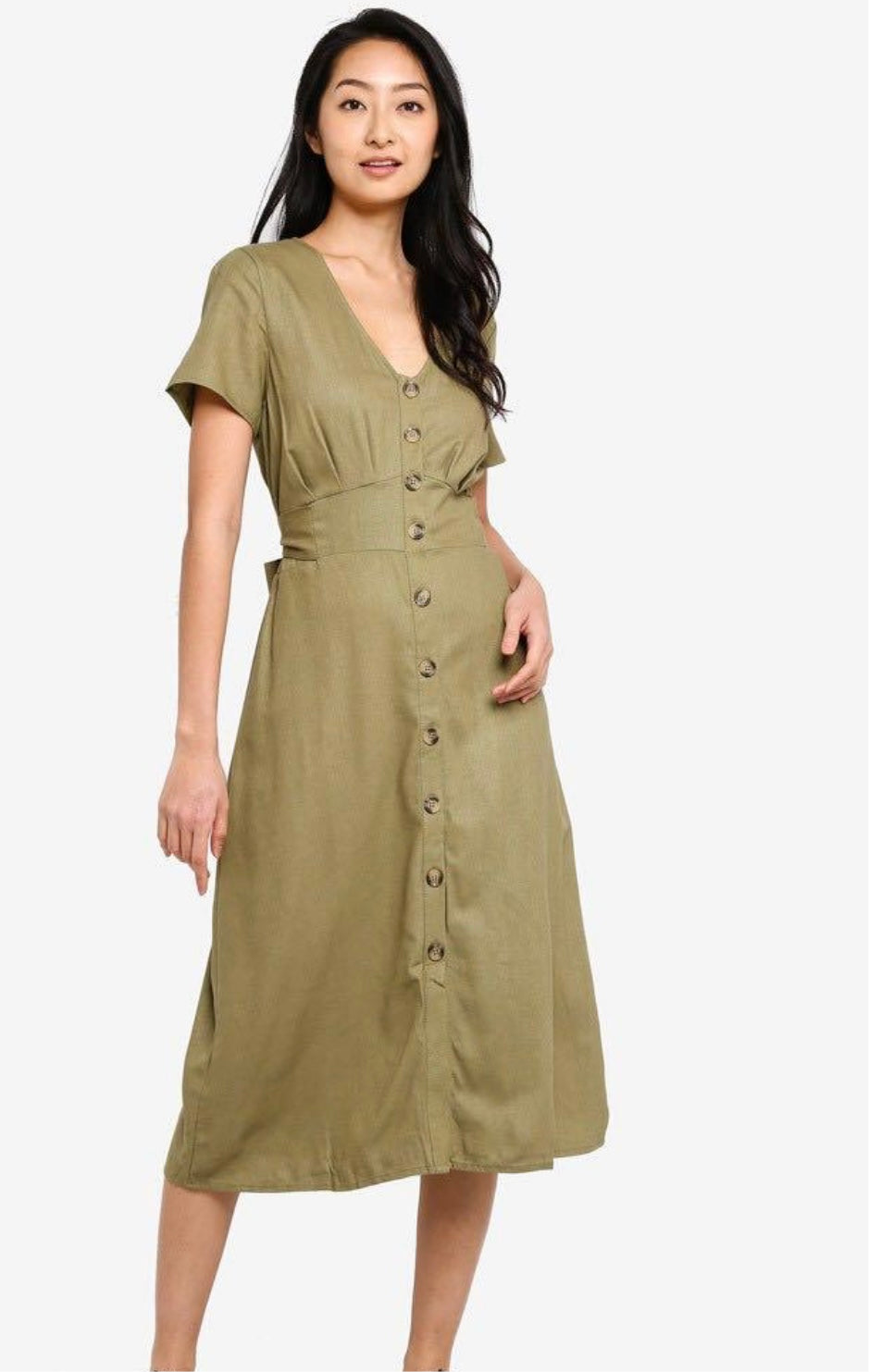 Olivia V-Neck Dress - Green
