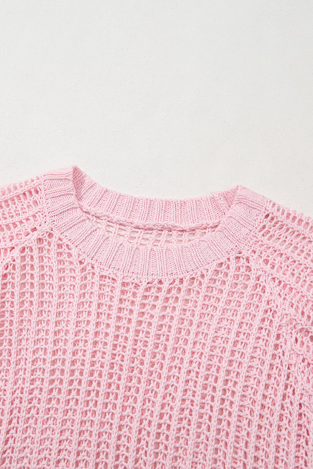Crochet Side Tie Short Sleeve Top -Pink