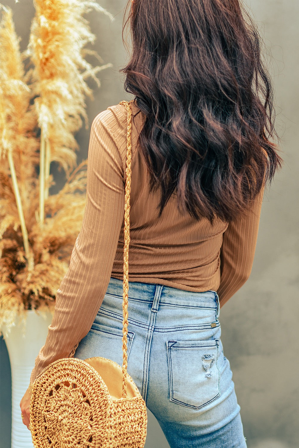 Double Breasted Ribbed Bodysuit - Khaki