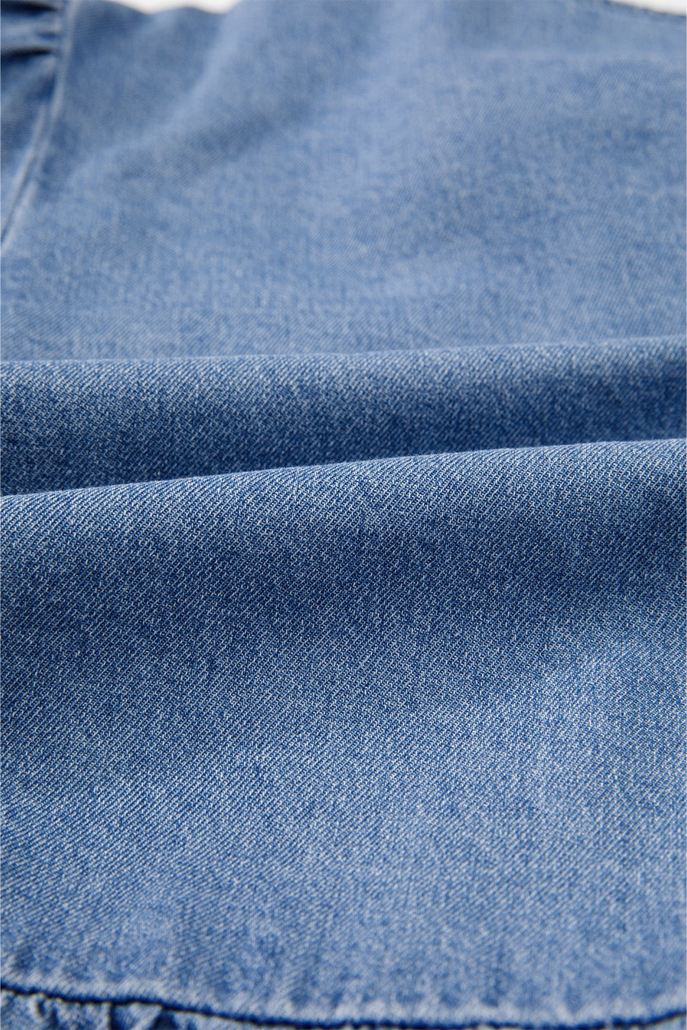 Front Tie Peplum Denim Blouse -Blue