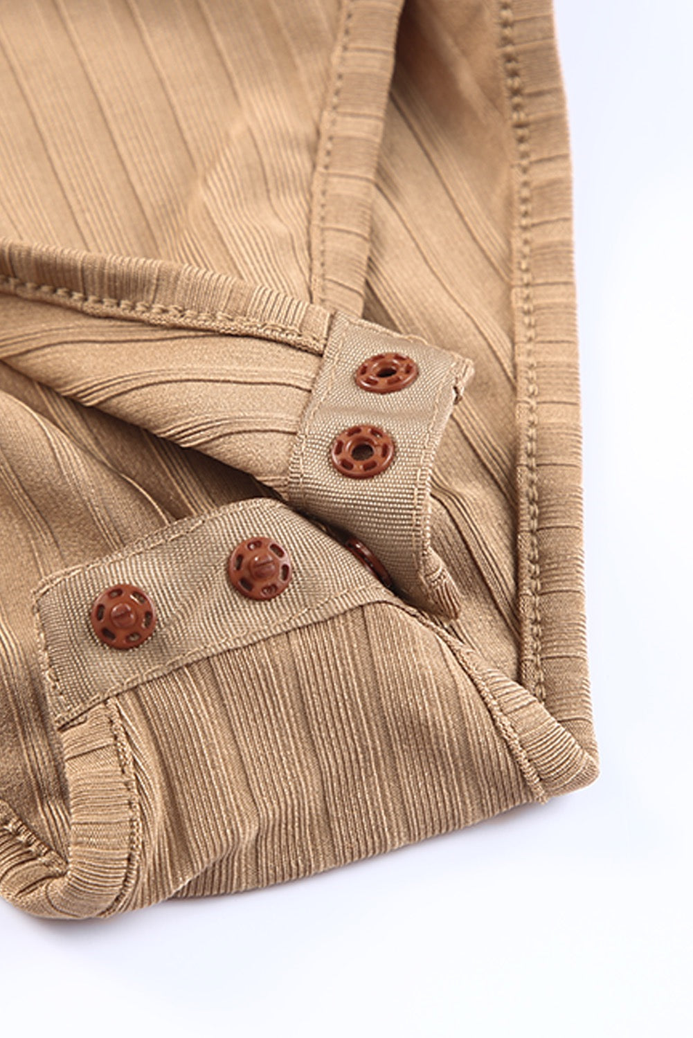 Double Breasted Ribbed Bodysuit - Khaki