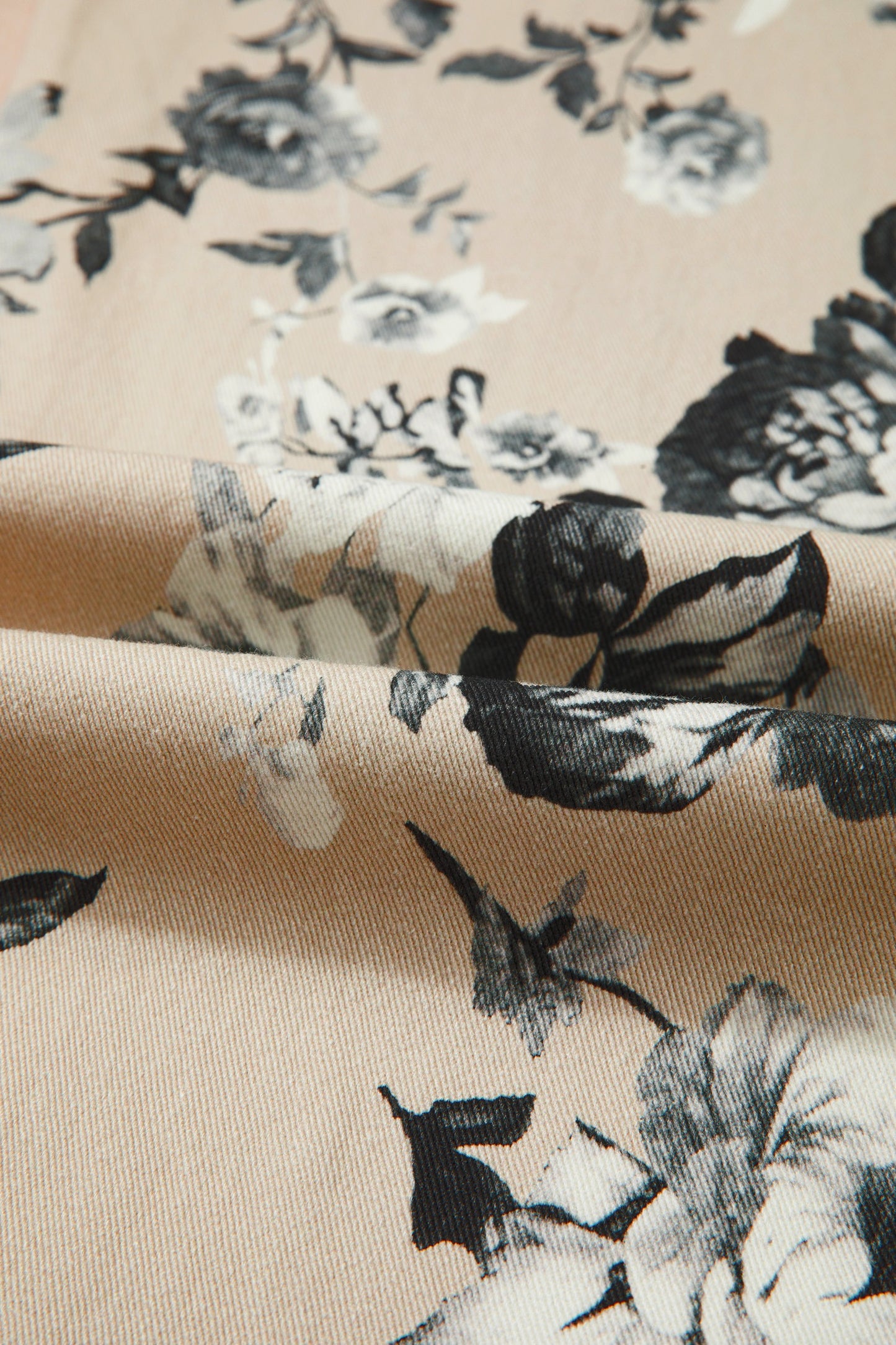 Vintage Bloom Beige Floral Wide Leg Denim Pants