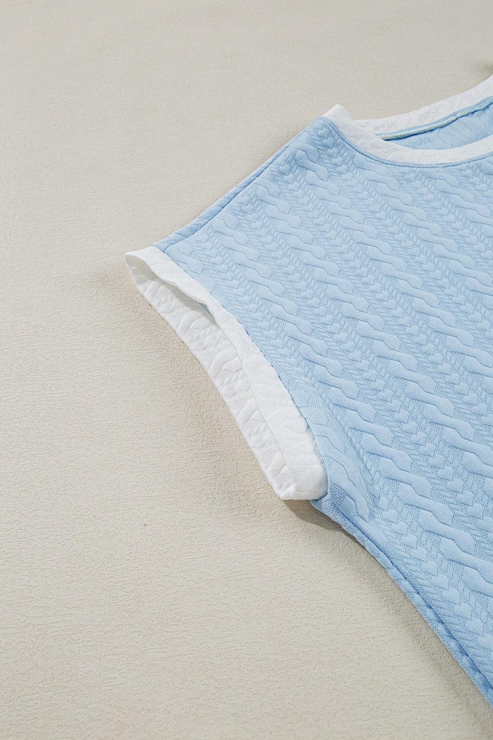 Two-Piece Textured Color Block Top & Bottom - Blue