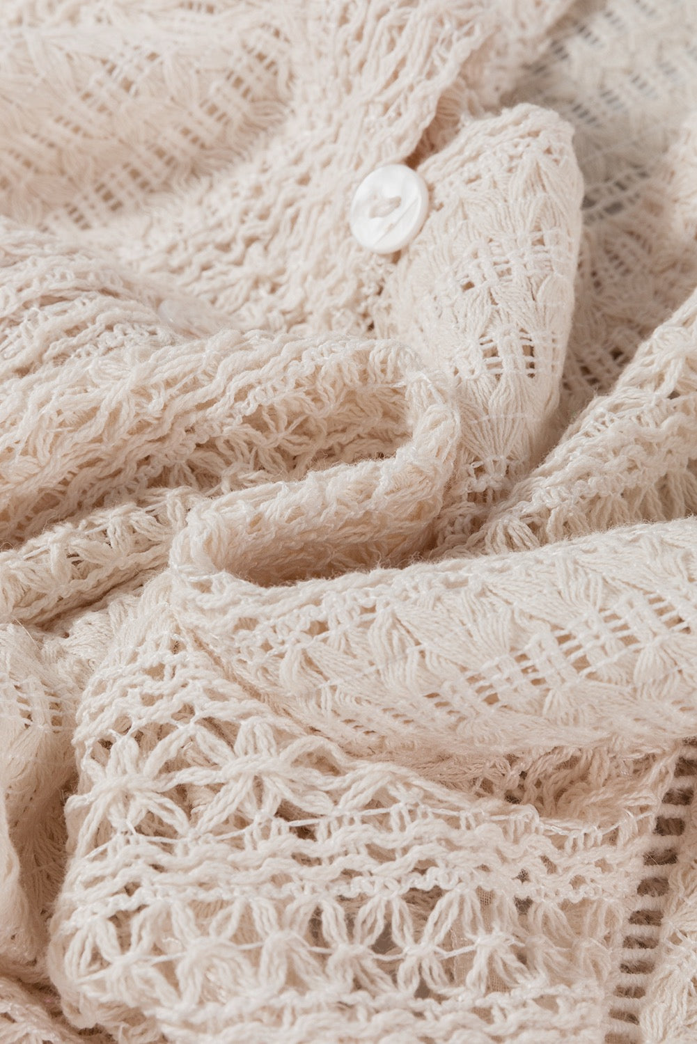 Lace Hallowed Puff Sleeve Blouse -White
