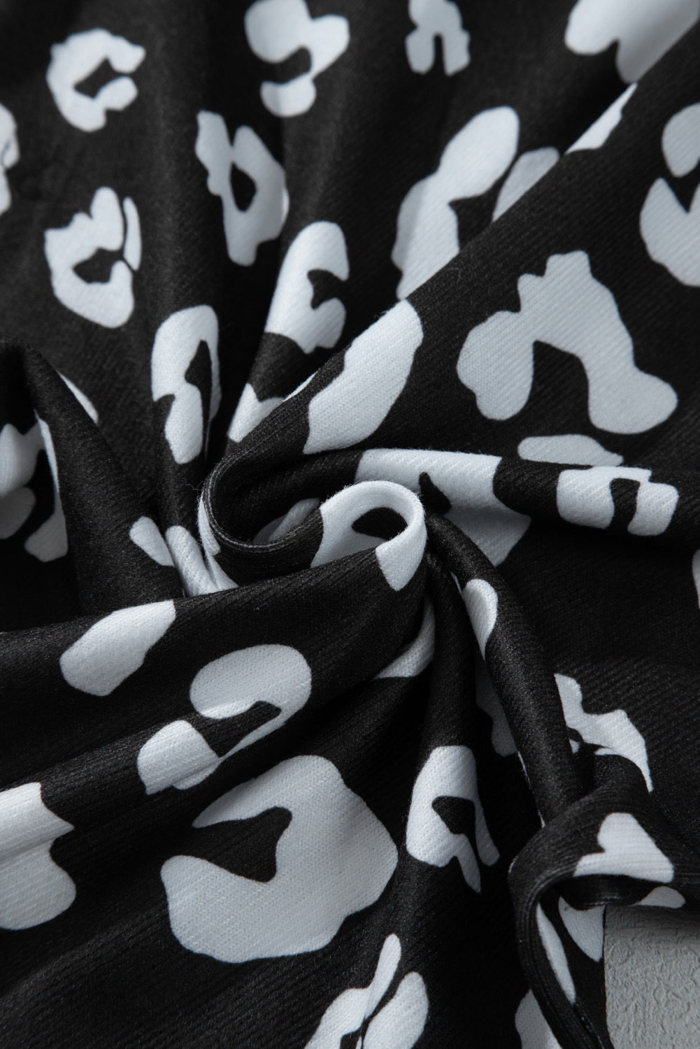 Leopard Animal Print Wide Leg Pants - Black & White