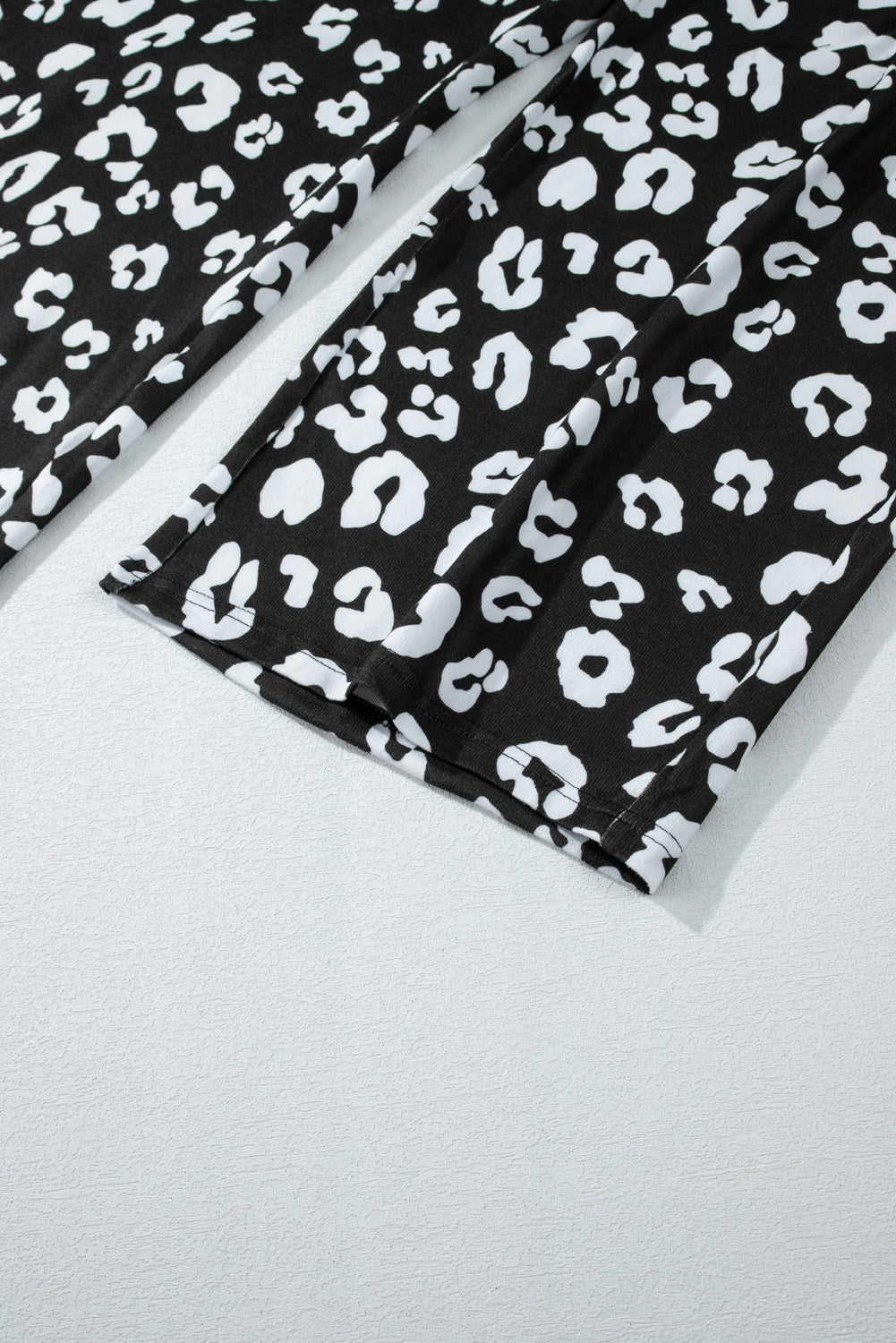 Leopard Animal Print Wide Leg Pants - Black & White