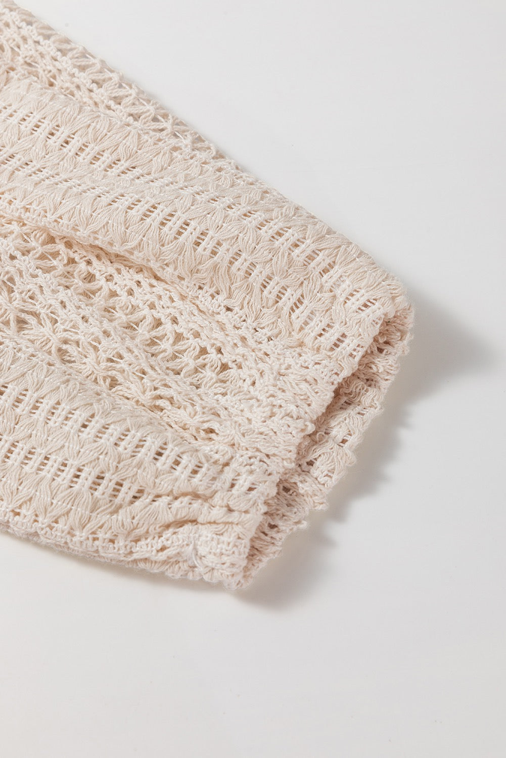 Lace Hallowed Puff Sleeve Blouse -White