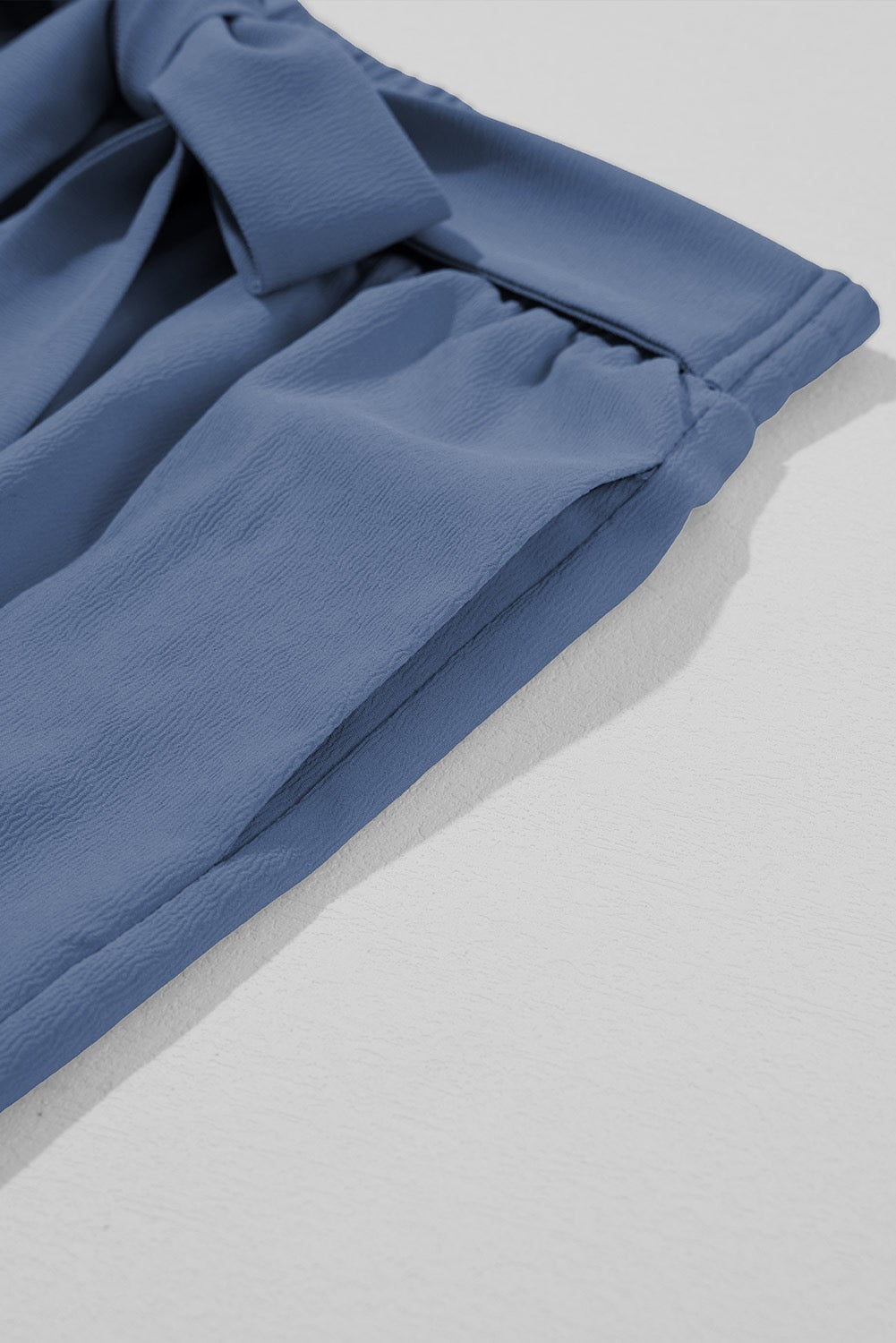 High Waist Tie Front Pants - Blue
