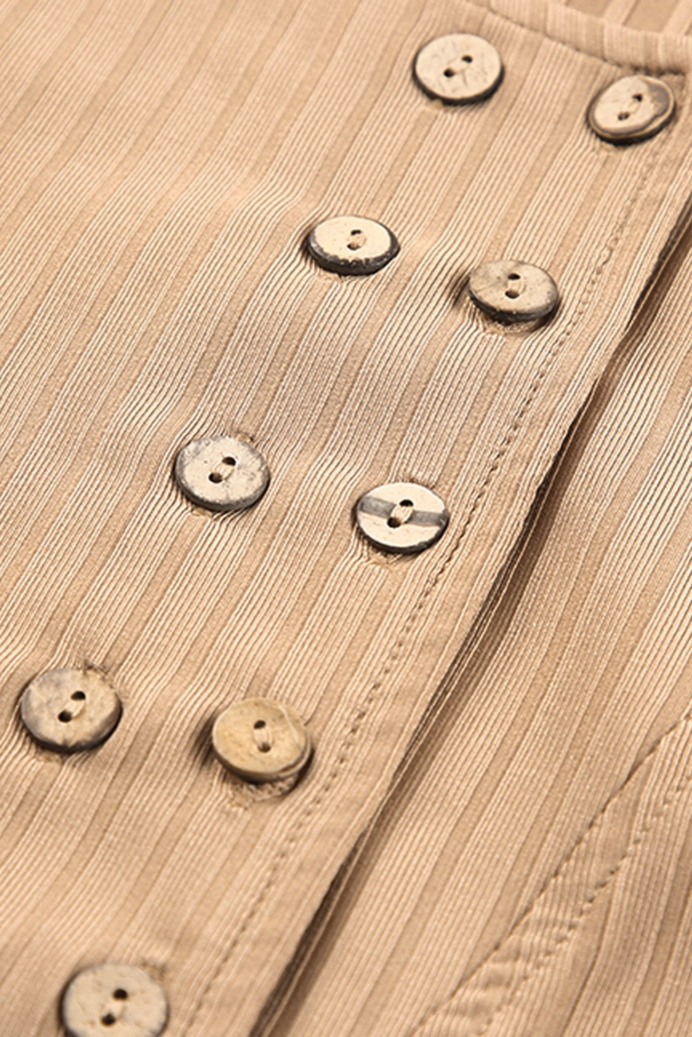 Double Breasted Ribbed Bodysuit - Khaki