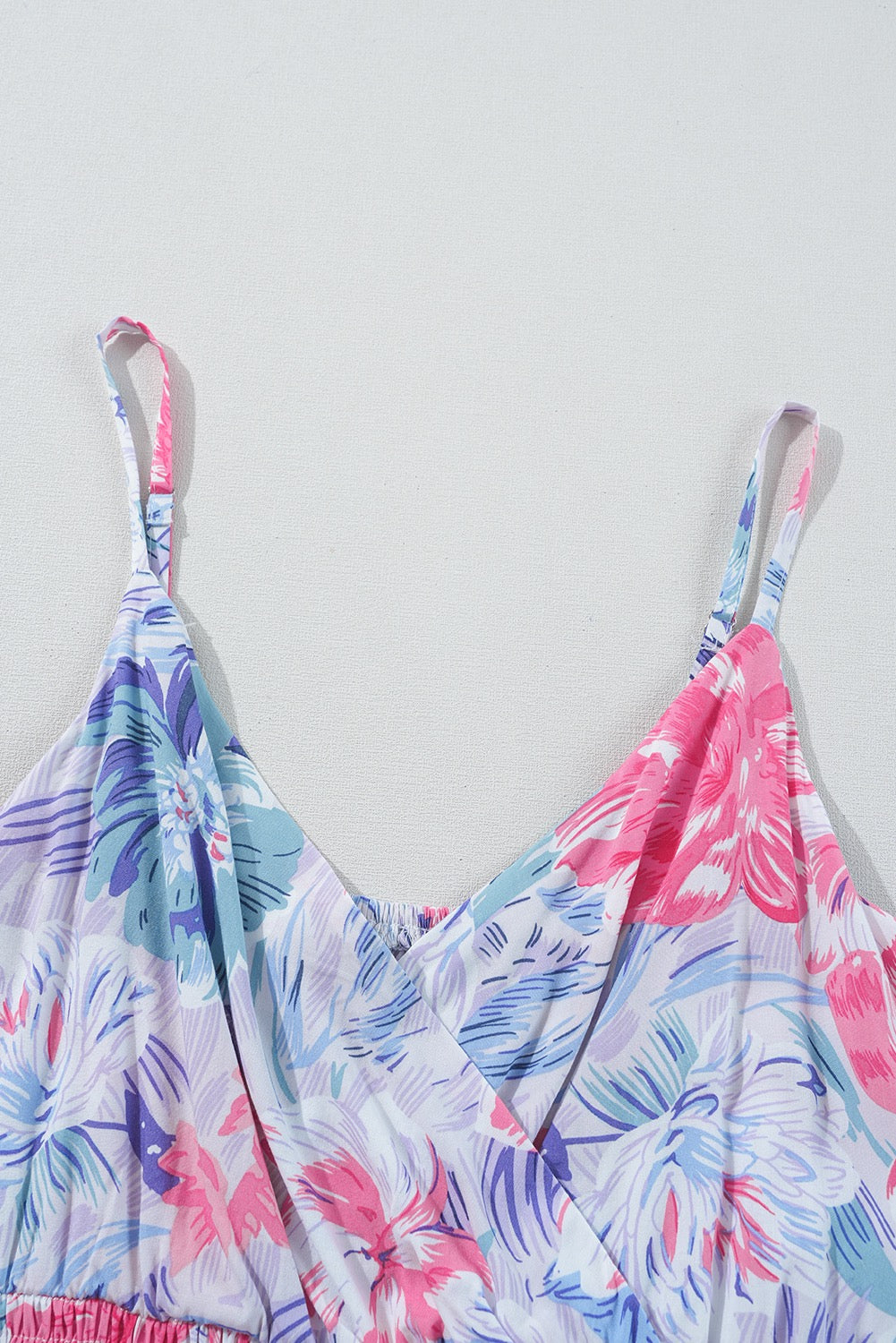 Floral Spaghetti Strap Mini Dress -Blue