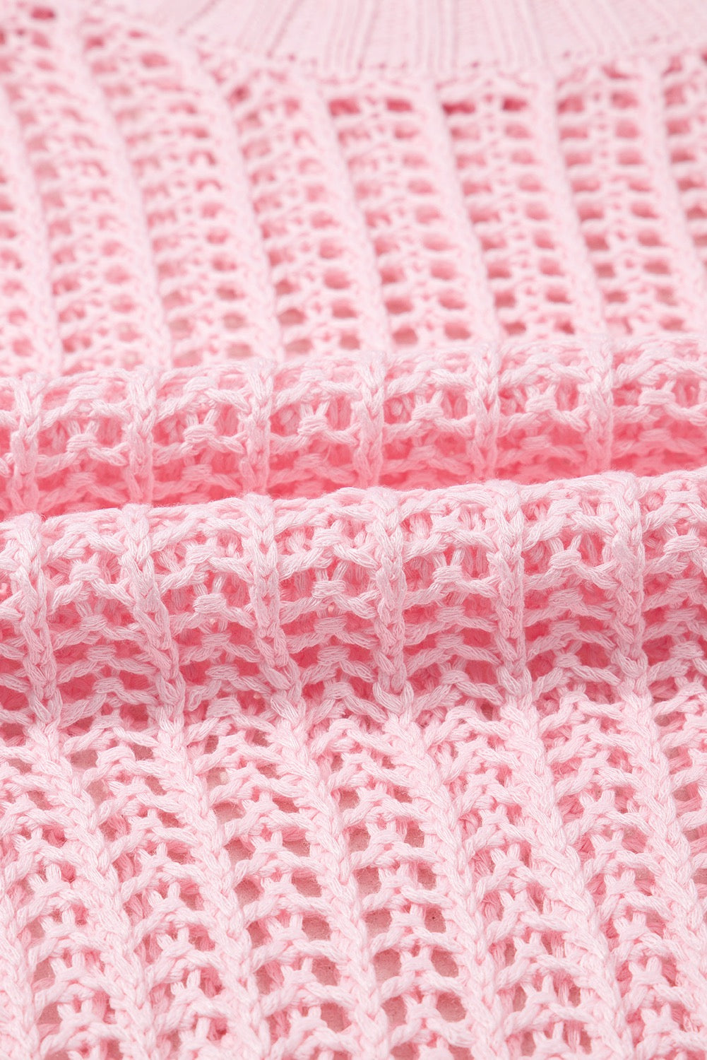 Crochet Side Tie Short Sleeve Top -Pink