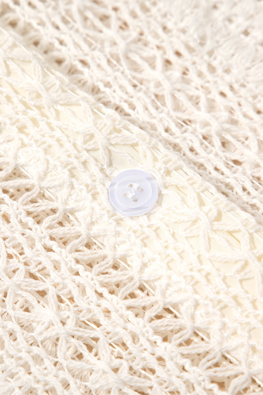 Lace Crochet Collard Oversize Tunic Dress- Beige