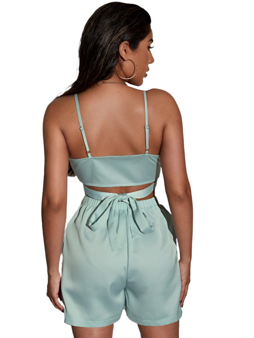 Two-Piece Cami Top & Short Coordinate Set - Green