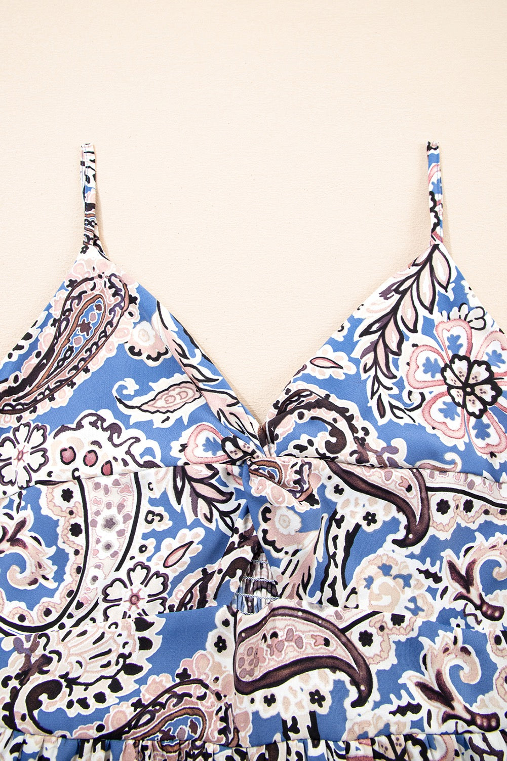 Paisley Floral Keyhole front Maxi Sundress - Blue