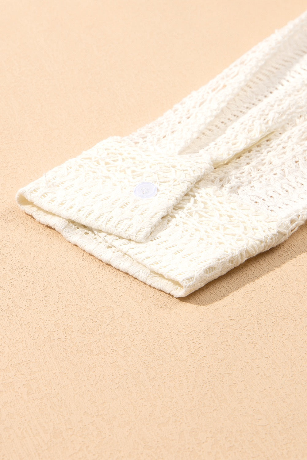 Lace Crochet Collard Oversize Tunic Dress- Beige