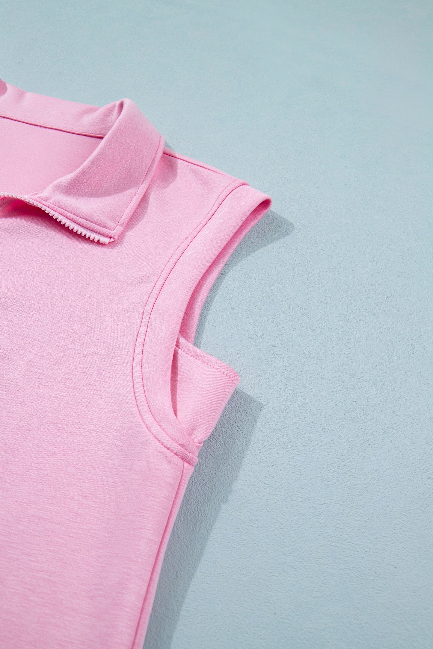 Pink Sleeveless Quarter Zip Skort Set for Women | Casual Athleisure Matching Two-Piece Outfit
