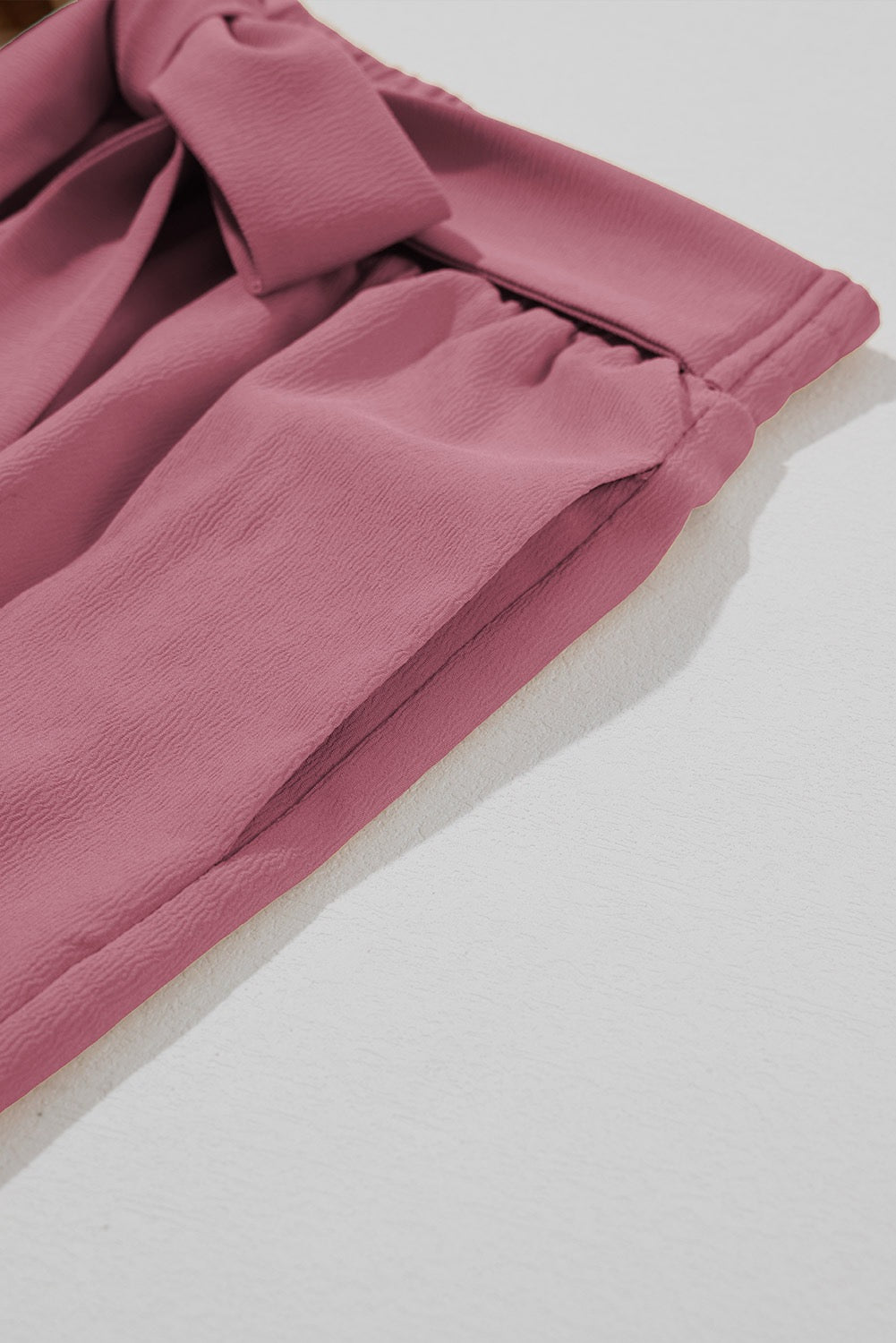 High Waist Tie Front Pants - Rose