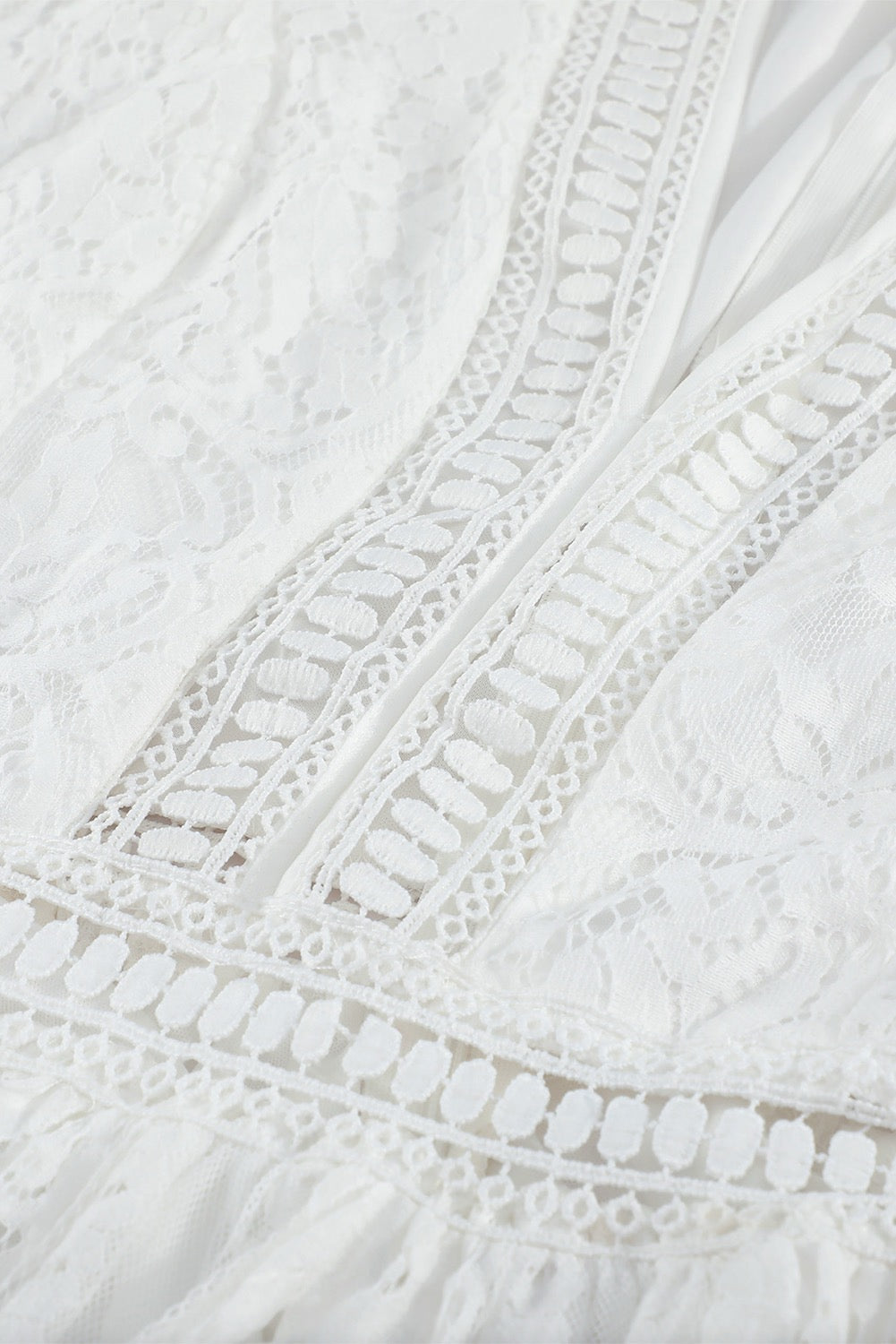 Lace V-Neck Maxi Dress - White