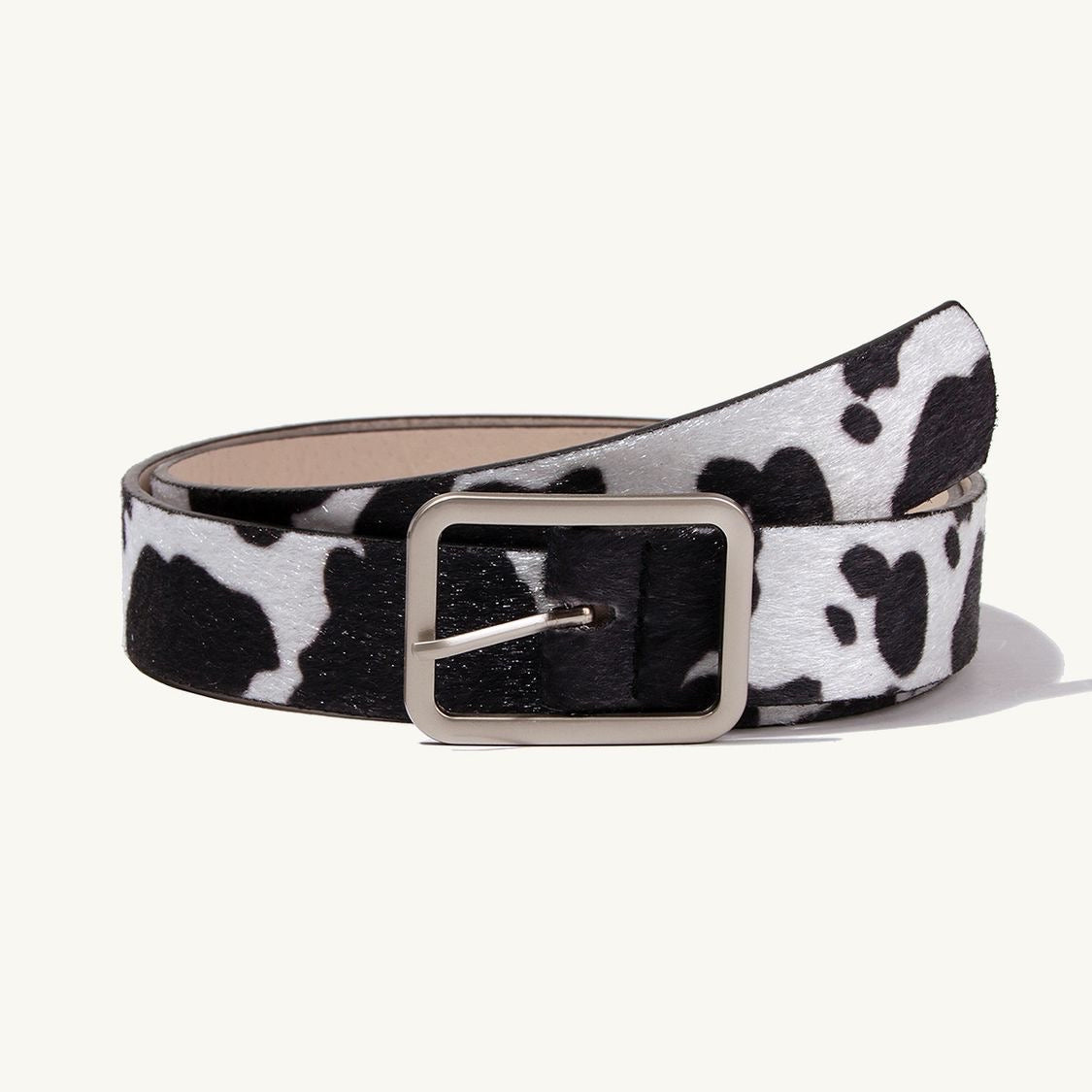 Cow Print Belt - Black/White
