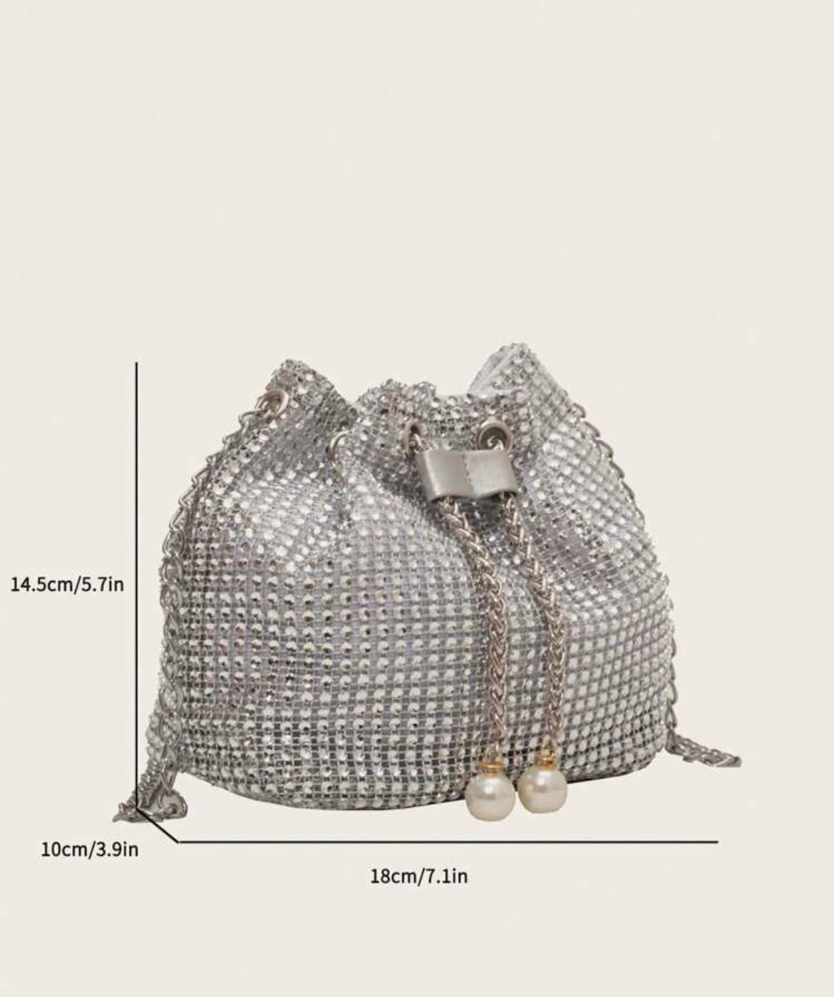 Rhinestone Embellished Evening Bag -Silver