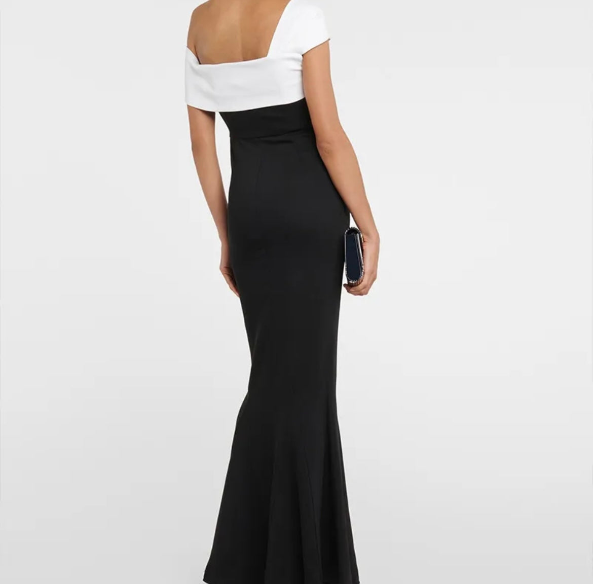 Off Shoulder Formal Dress -Black/White