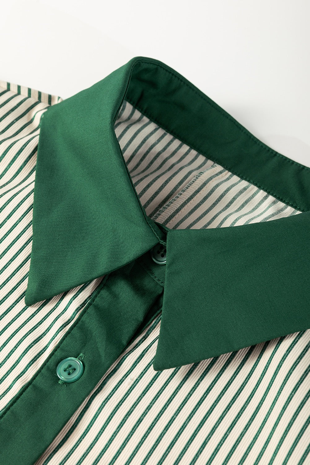 Stripe Pocket Front Shirt Dress- Green