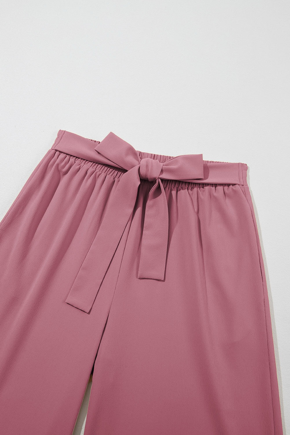 High Waist Tie Front Pants - Rose