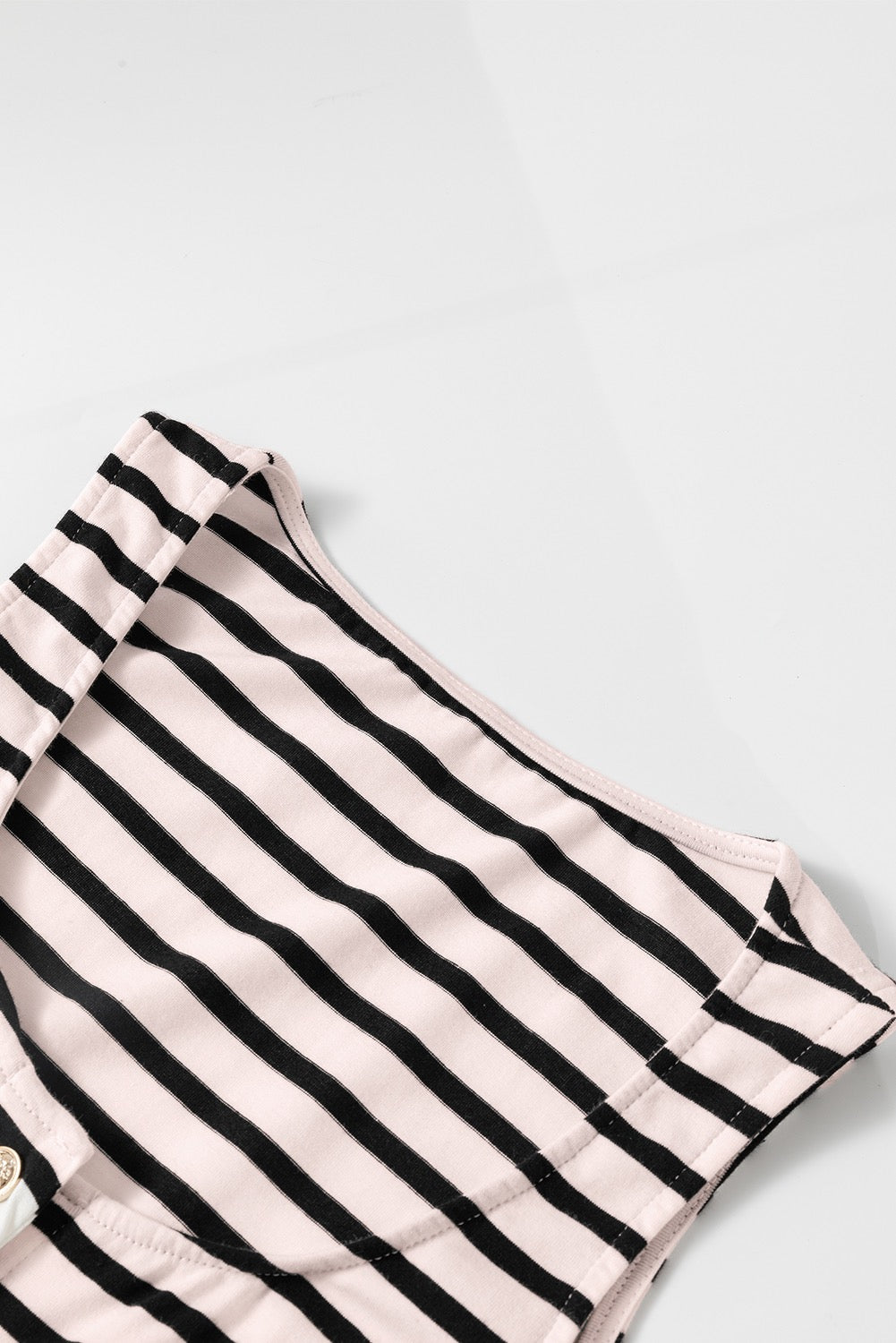 Stripe Sleeveless Button Maxi Dress - Black/White
