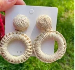 Drop Weave Earring - Tan