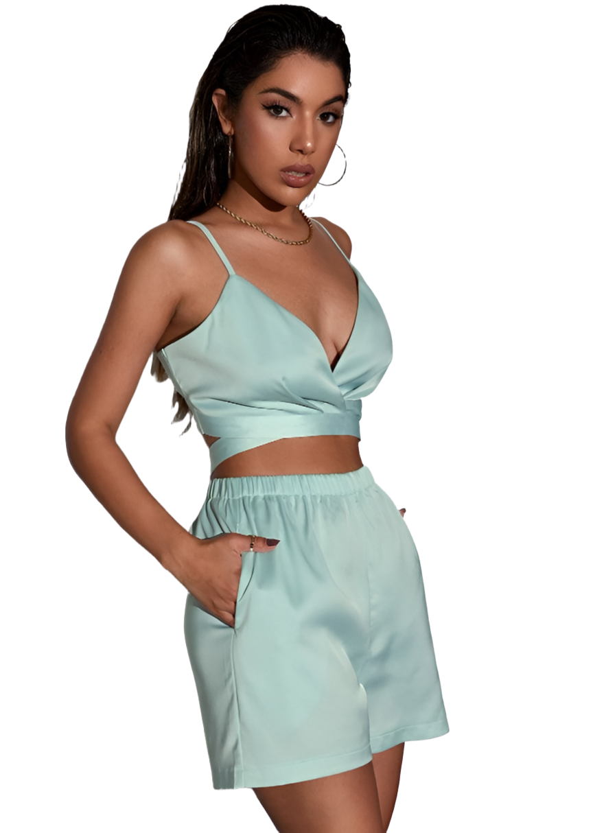 Two-Piece Cami Top & Short Coordinate Set - Green