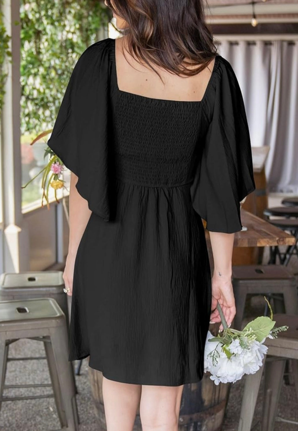 Front Tie Dress- Black