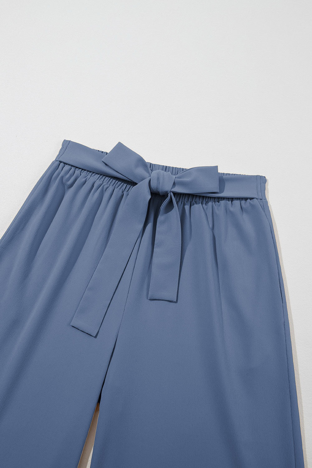 High Waist Tie Front Pants - Blue