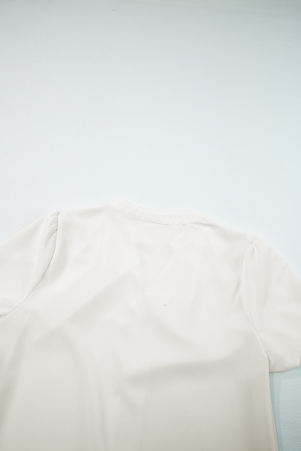 Silky Notched Petal Sleeve Blouse-White