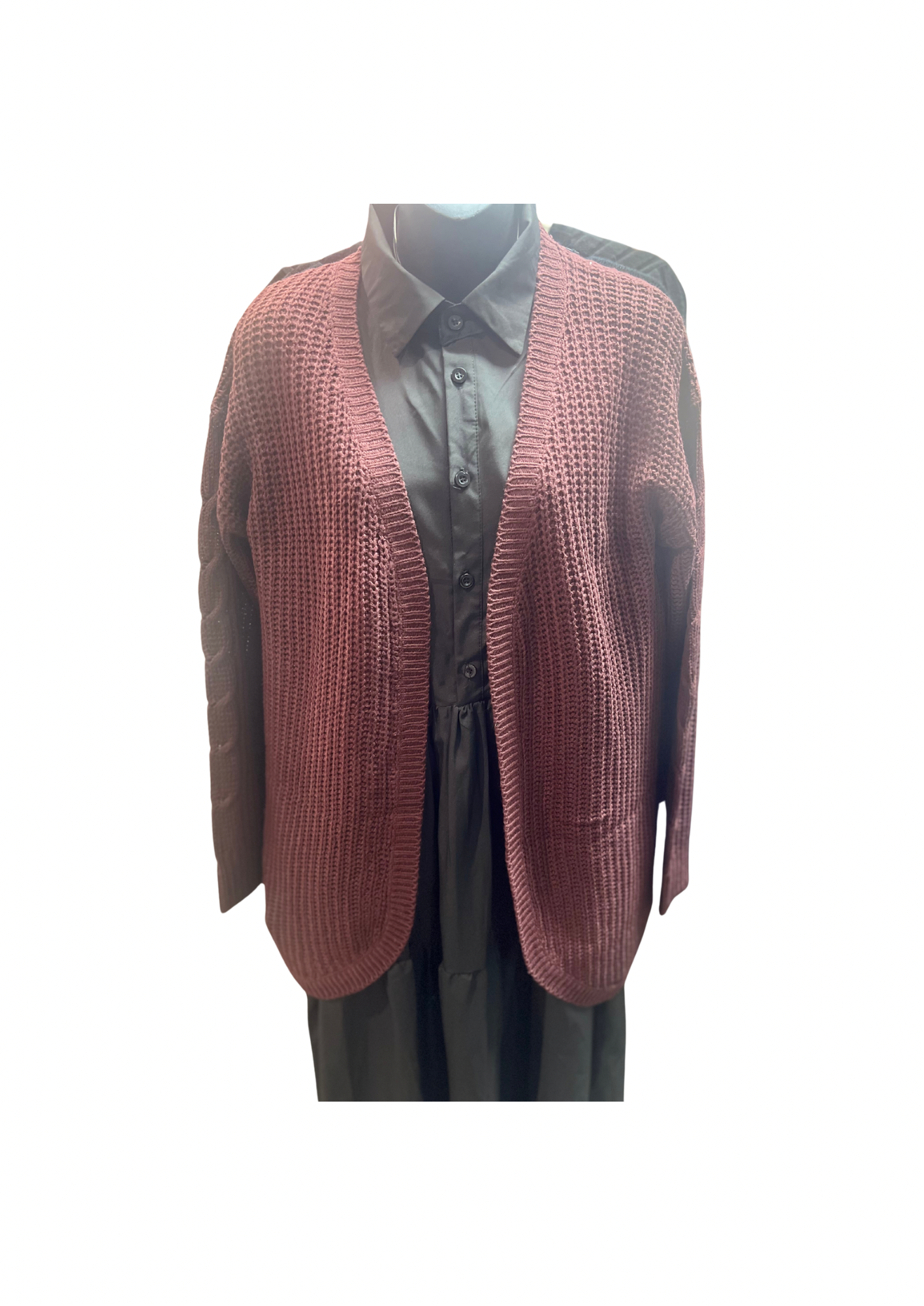 Cable Cardigan Sweater -Chocolate