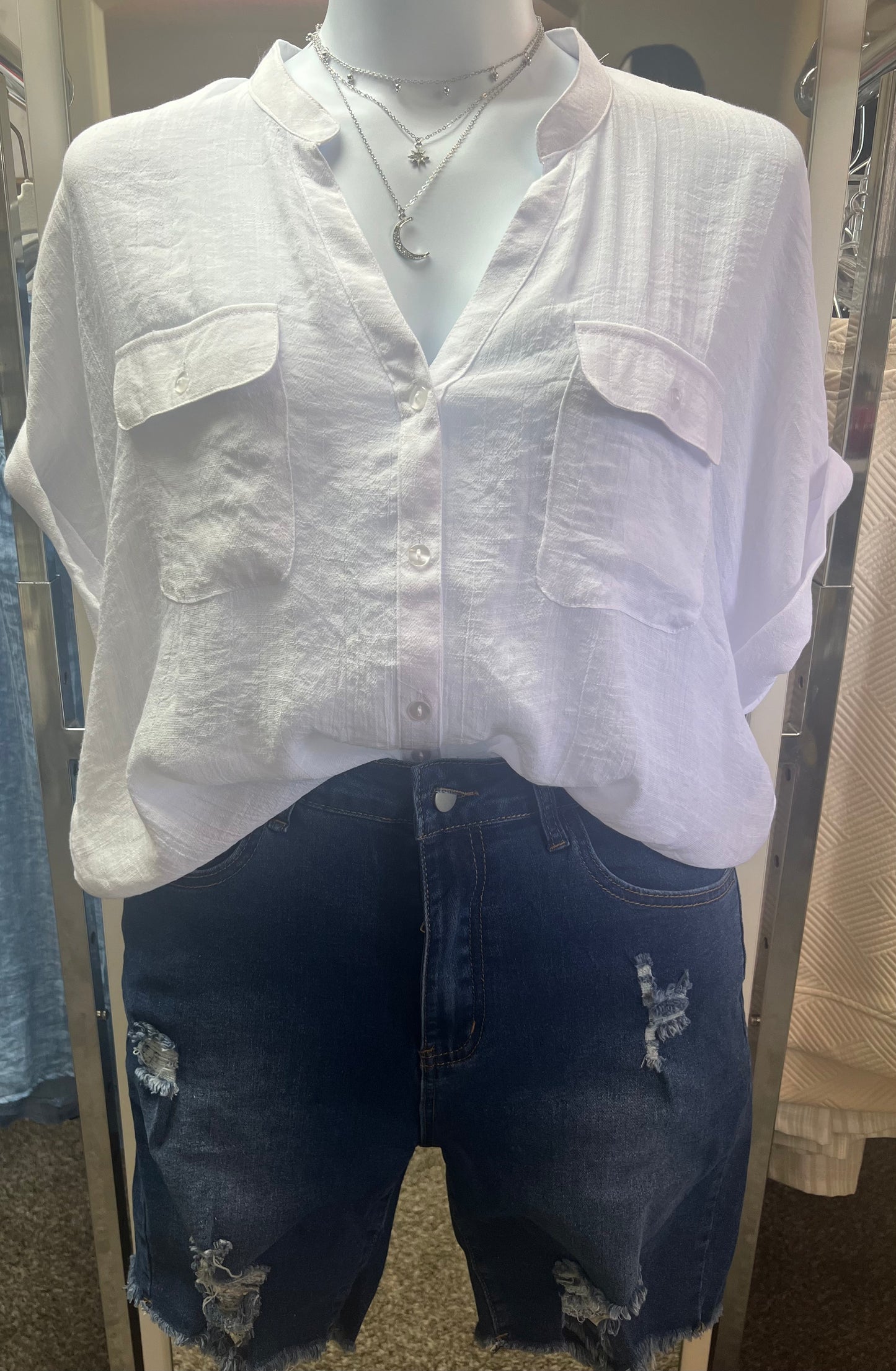 Ashley Blue Blouse - White
