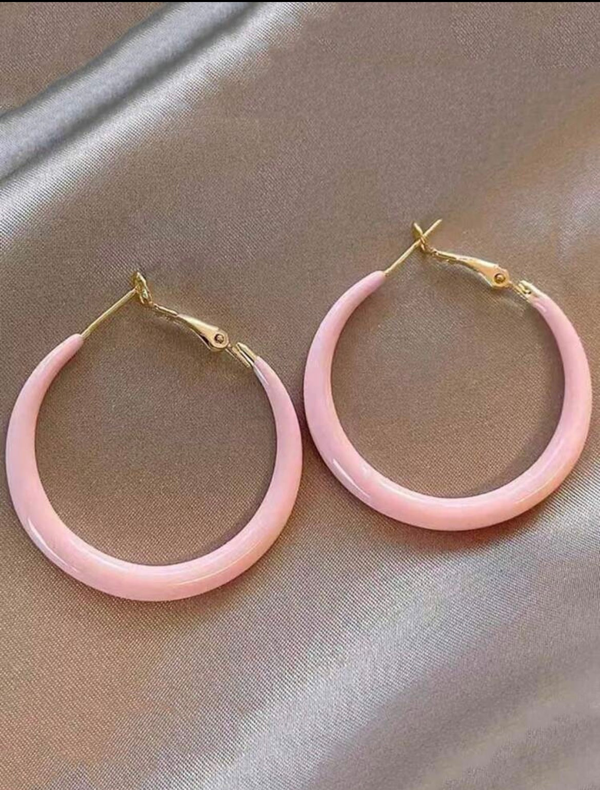 Enamel Hoop Earring Pink