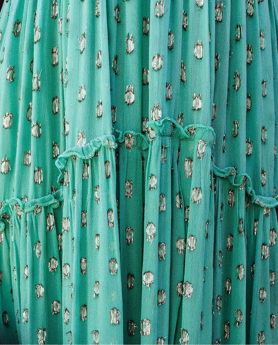 V-Neck Wrap Print Sundress -Green
