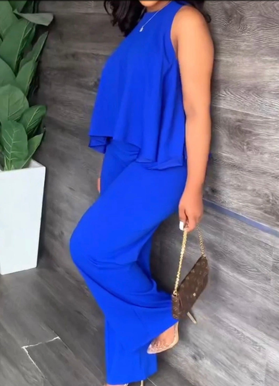 Two-Piece Sleeveless Top & Bottoms Coordinate Set - Royal Blue