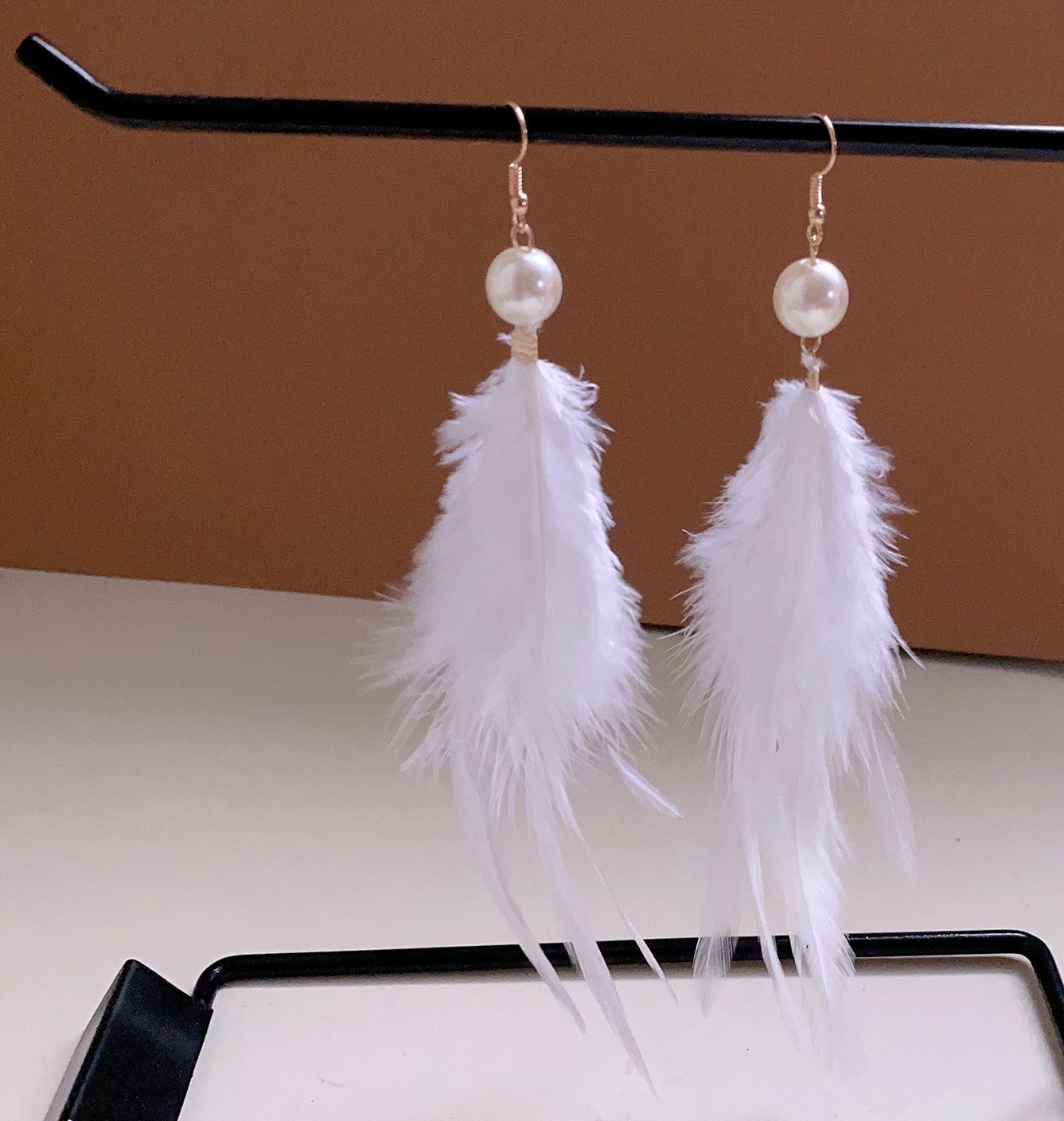 Feather Earrings -White