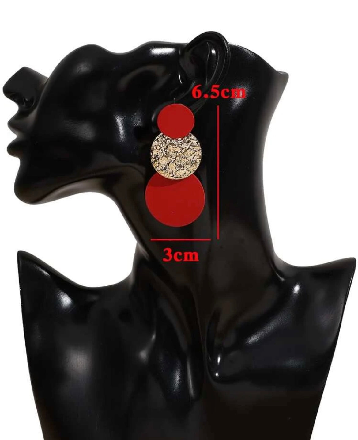 Triple Round Hammered Earring- Red Gold