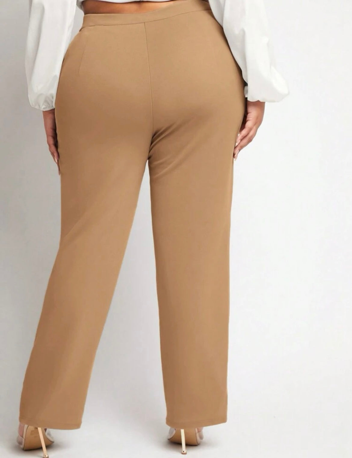 Front Button Zip Pants -Camel