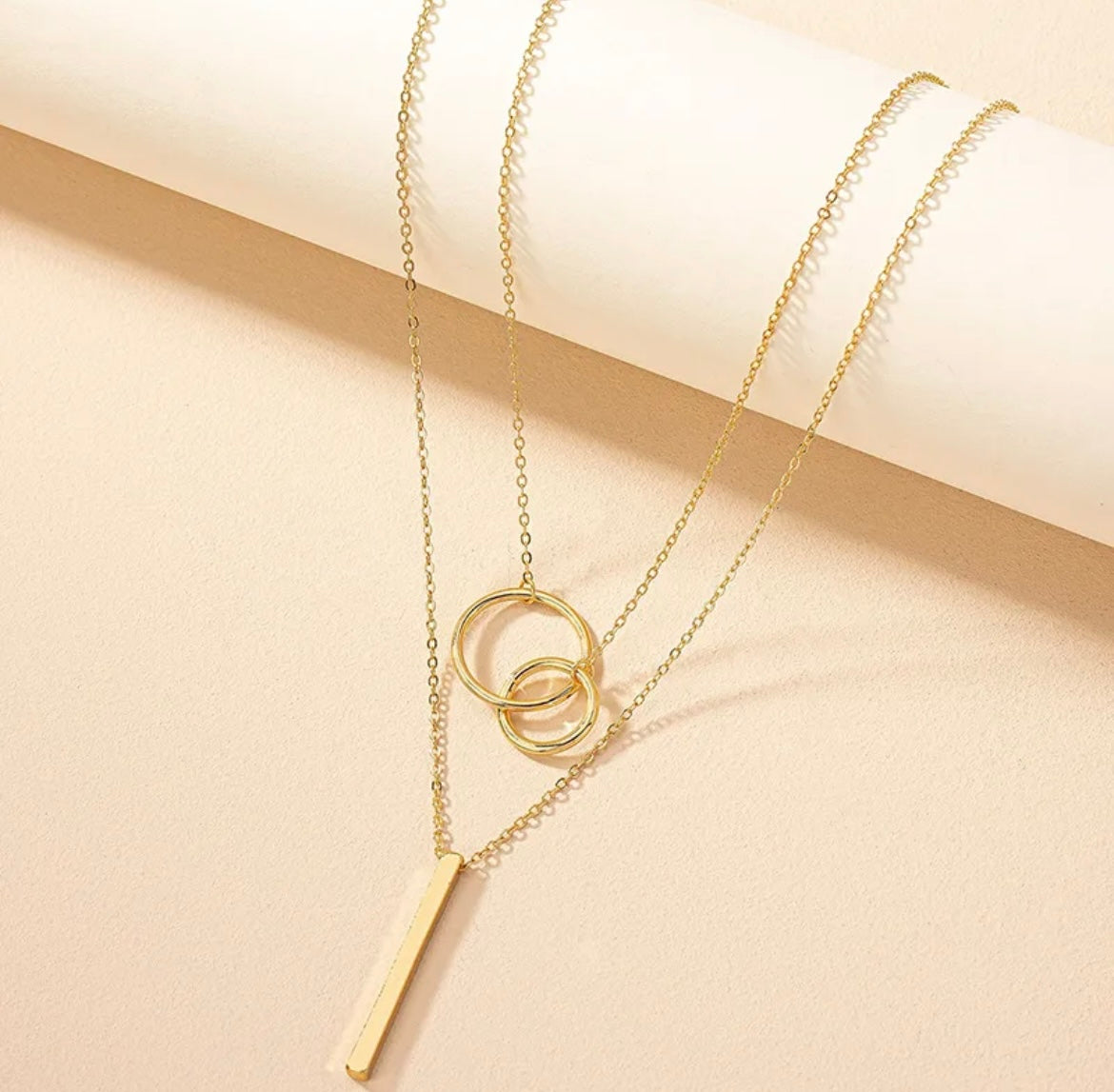 Gold Interlock & Bar Necklace